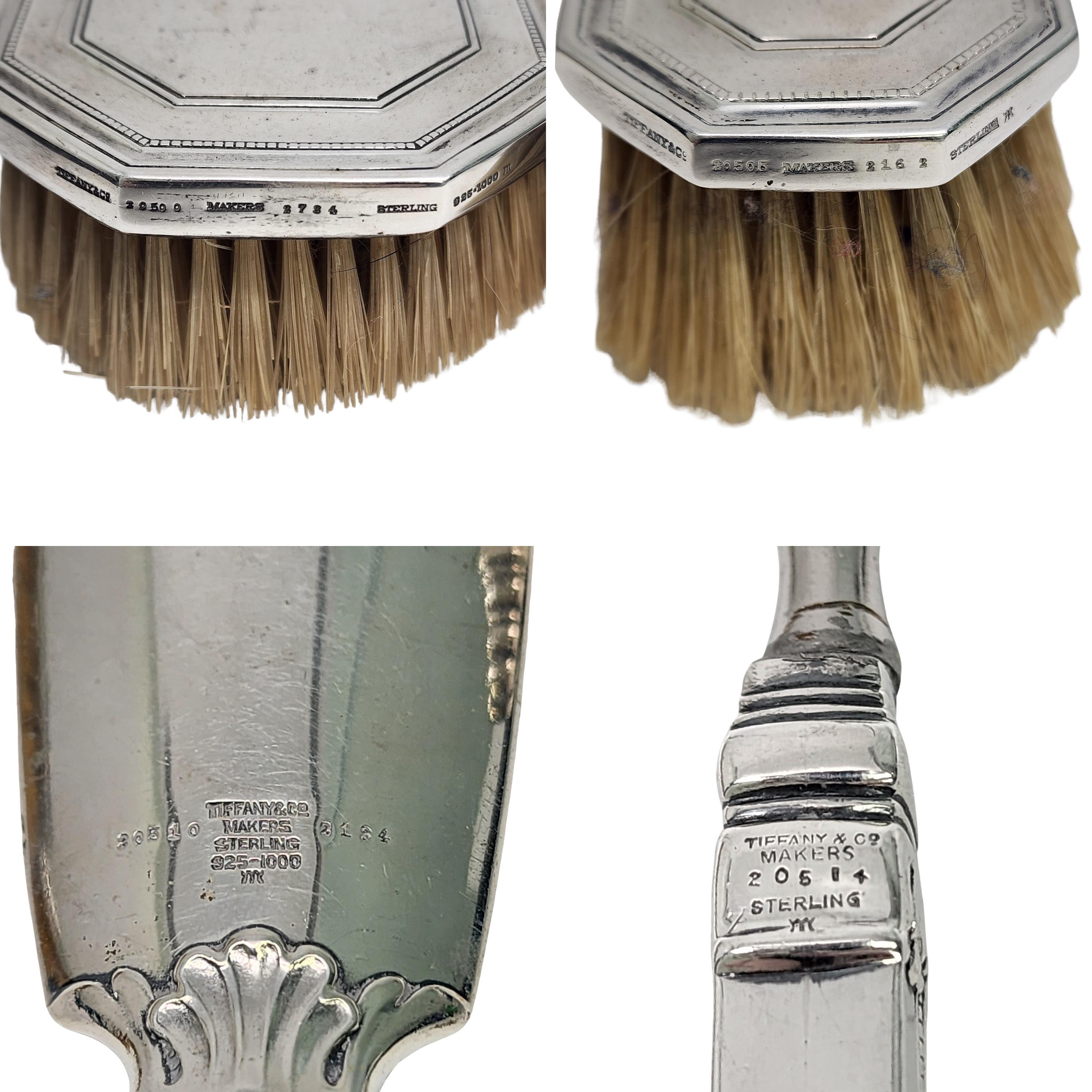 Tiffany & Co Sterling Silver 4pc Vanity Set Brushes Shoe Horn File w/Mono #16109 For Sale 5