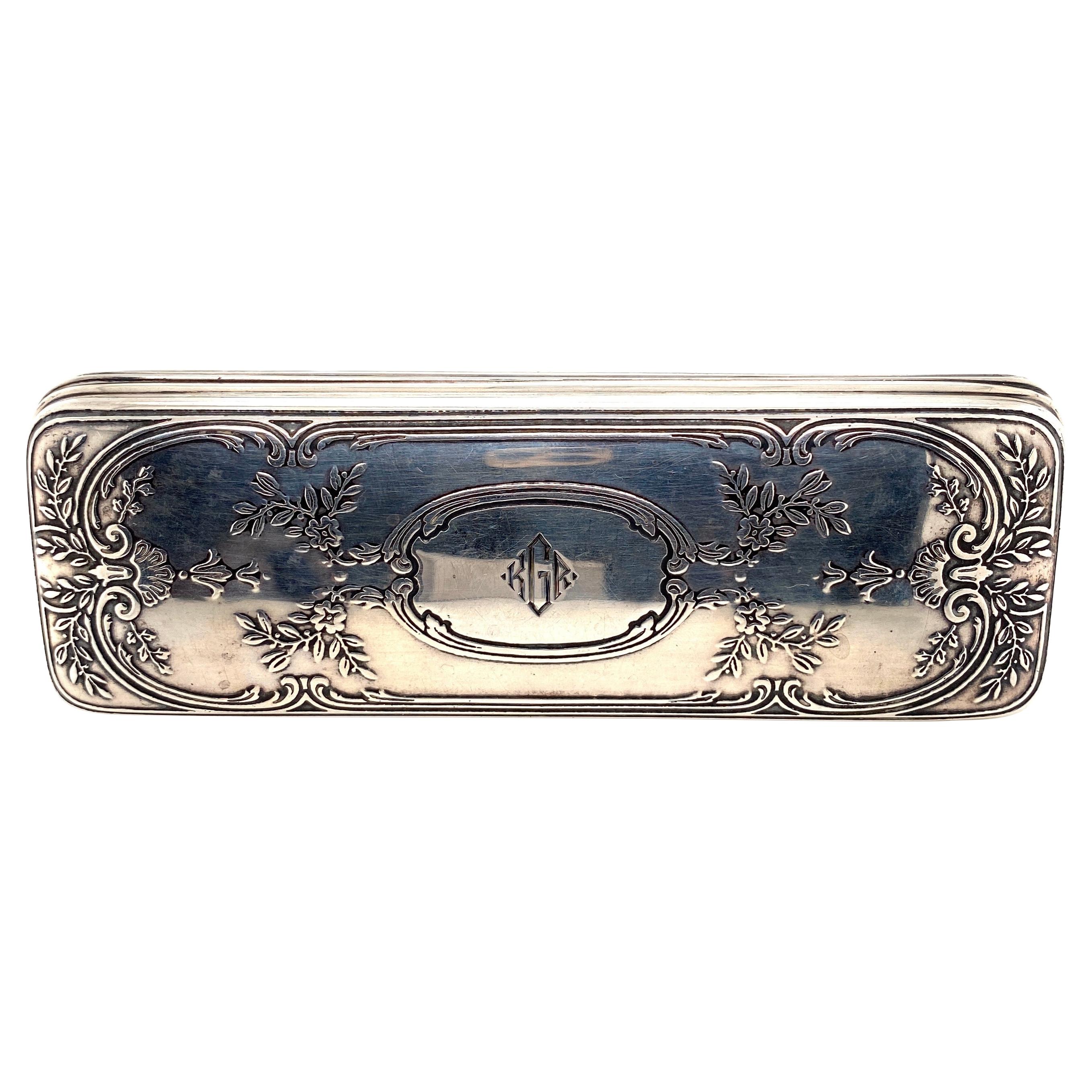 Tiffany & Co. Sterling Silver 925 Edwardian Engraved Box Estate Find, Circa 1900 For Sale
