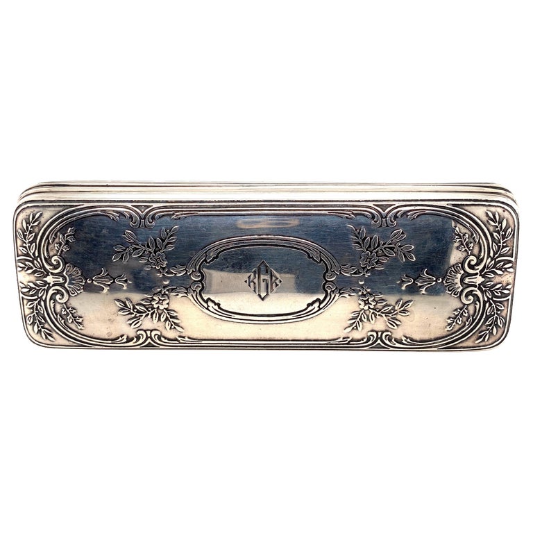 Tiffany and Co. Sterling Silver 925 Edwardian Engraved Box Estate Find,  Circa 1900 For Sale at 1stDibs