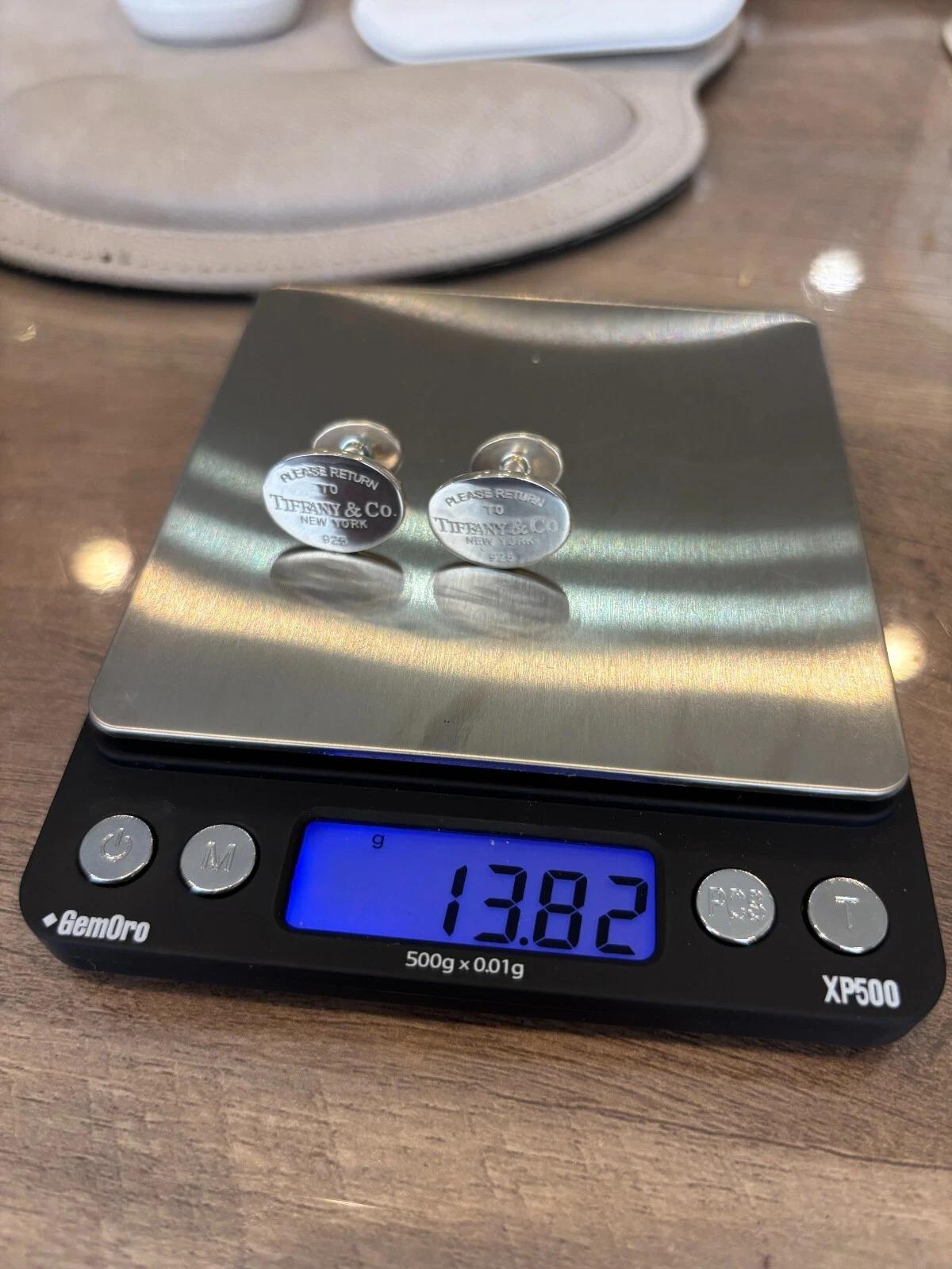 Tiffany & Co. Argent 925 Oval 13.08g Estate Retour aux boutons de manchette Tiffany en vente 1