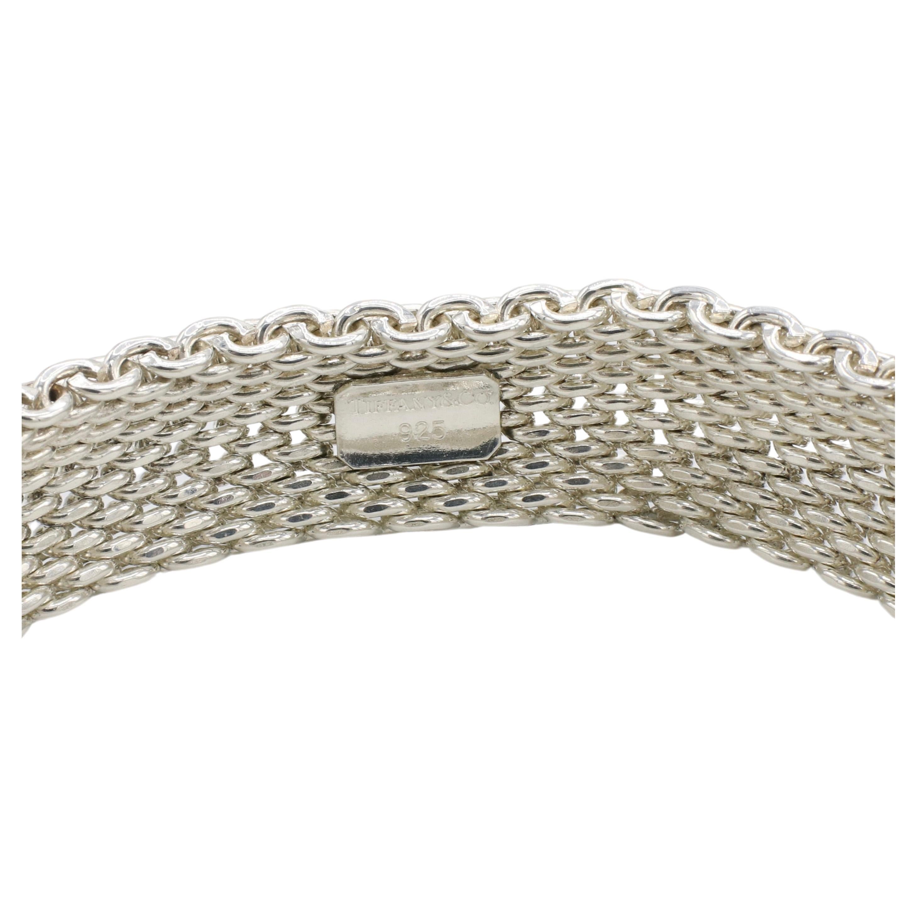 Tiffany & Co. Sterling Silver 925 Somerset Mesh Bracelet  In Excellent Condition In  Baltimore, MD