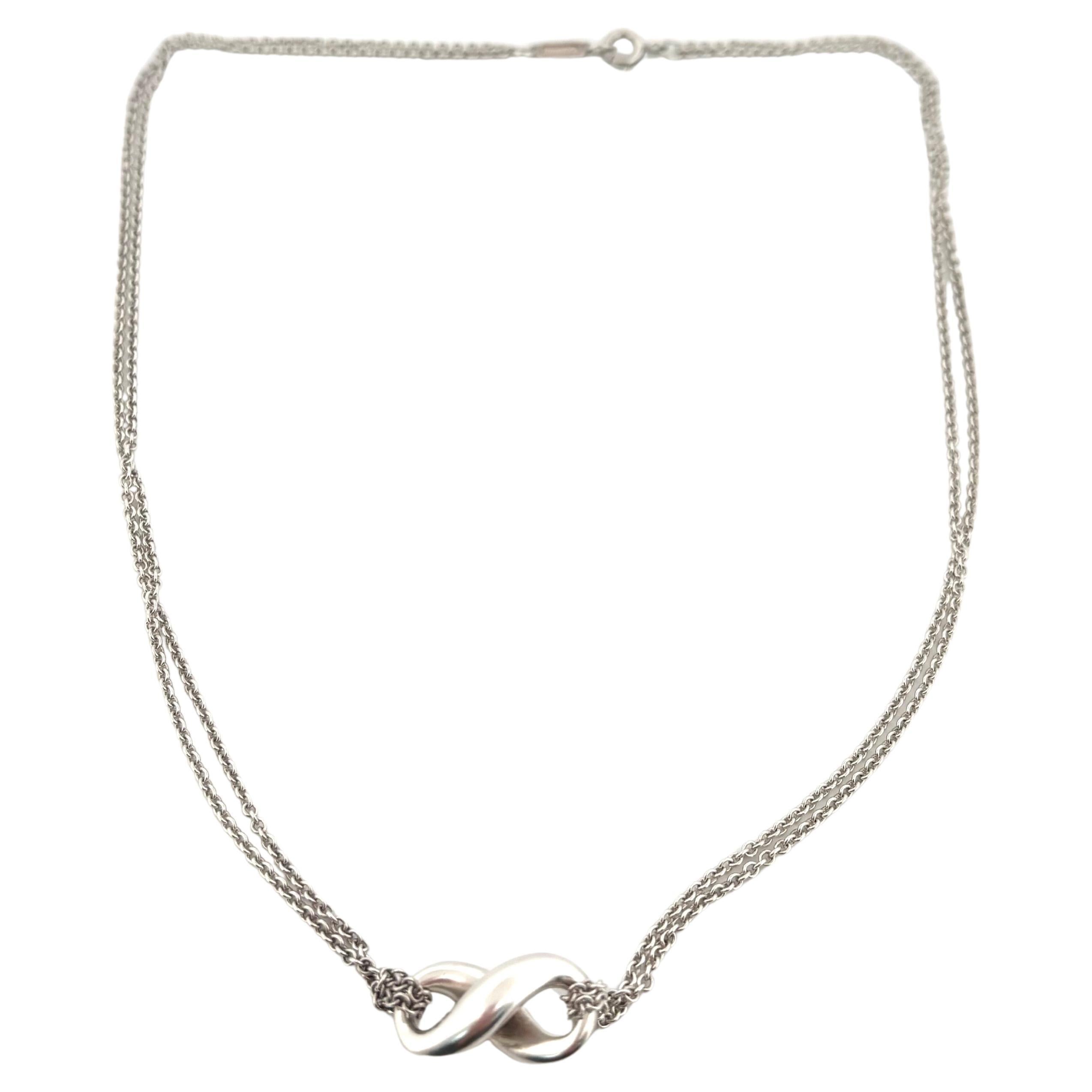 Tiffany & Co. Collana a doppio filo Infinity in argento Sterling 925 Vintage - 16" in vendita