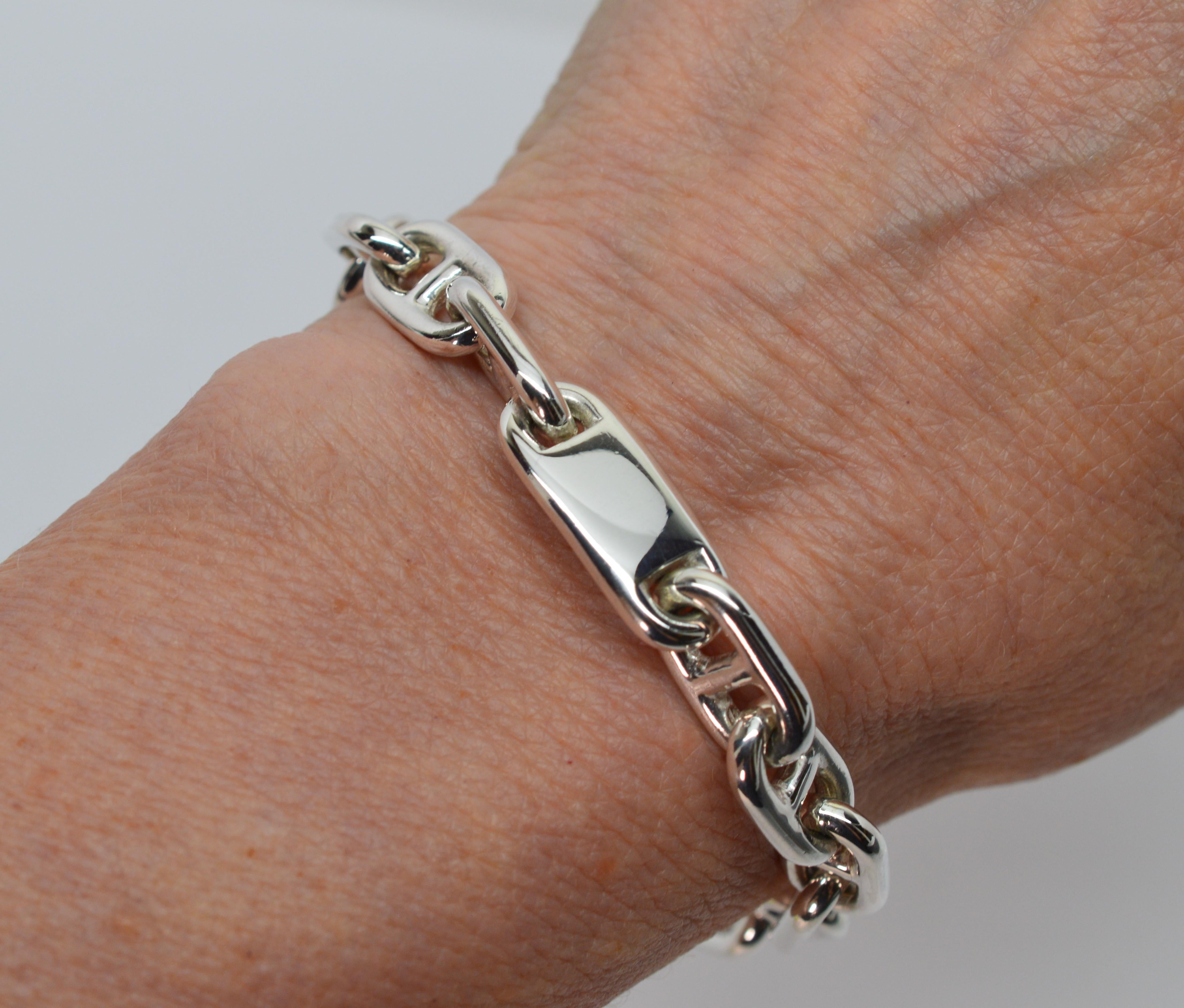 Tiffany & Co. Sterling Silver Anchor Chain Bracelet w ID Placket In Excellent Condition In Mount Kisco, NY