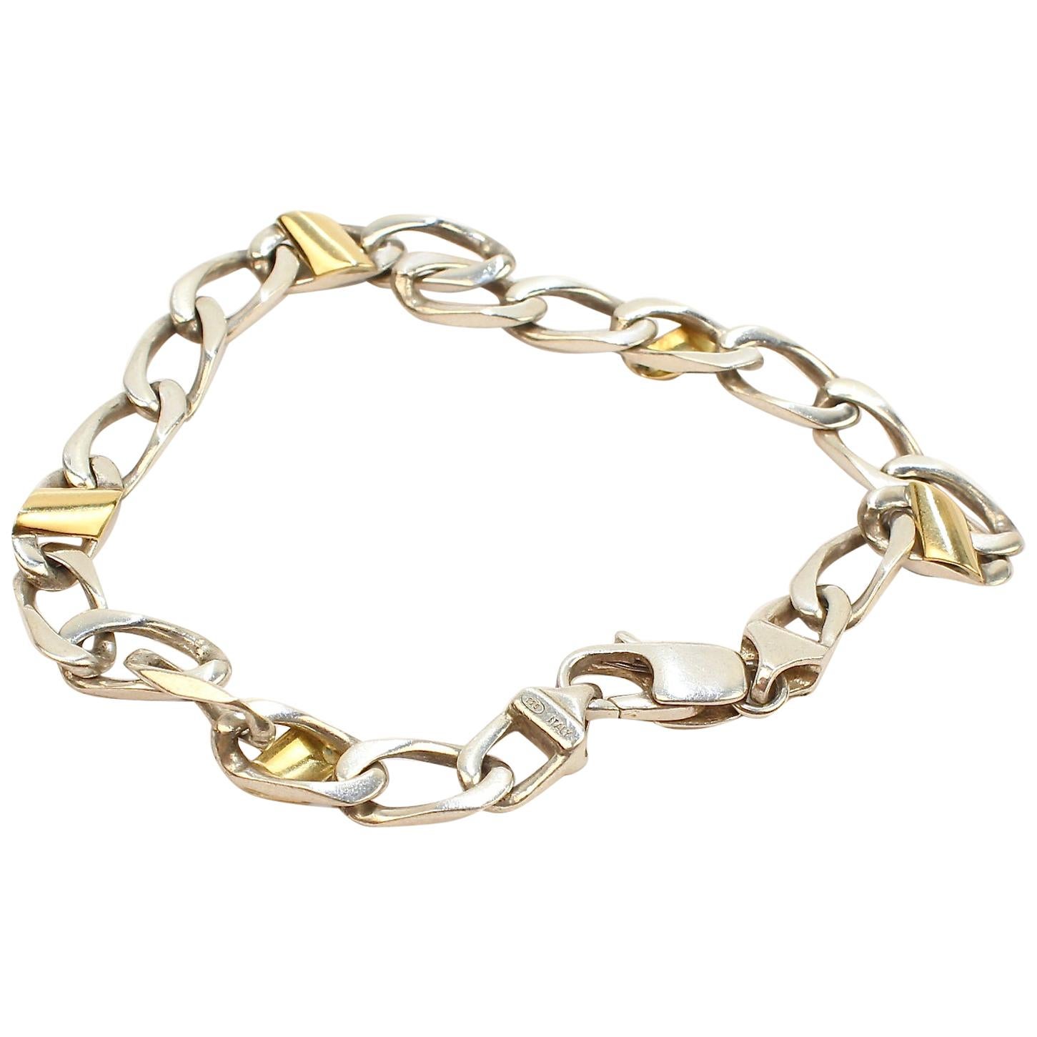 Tiffany & Co. Sterling Silver and 18 Karat Gold Curb Link Bracelet