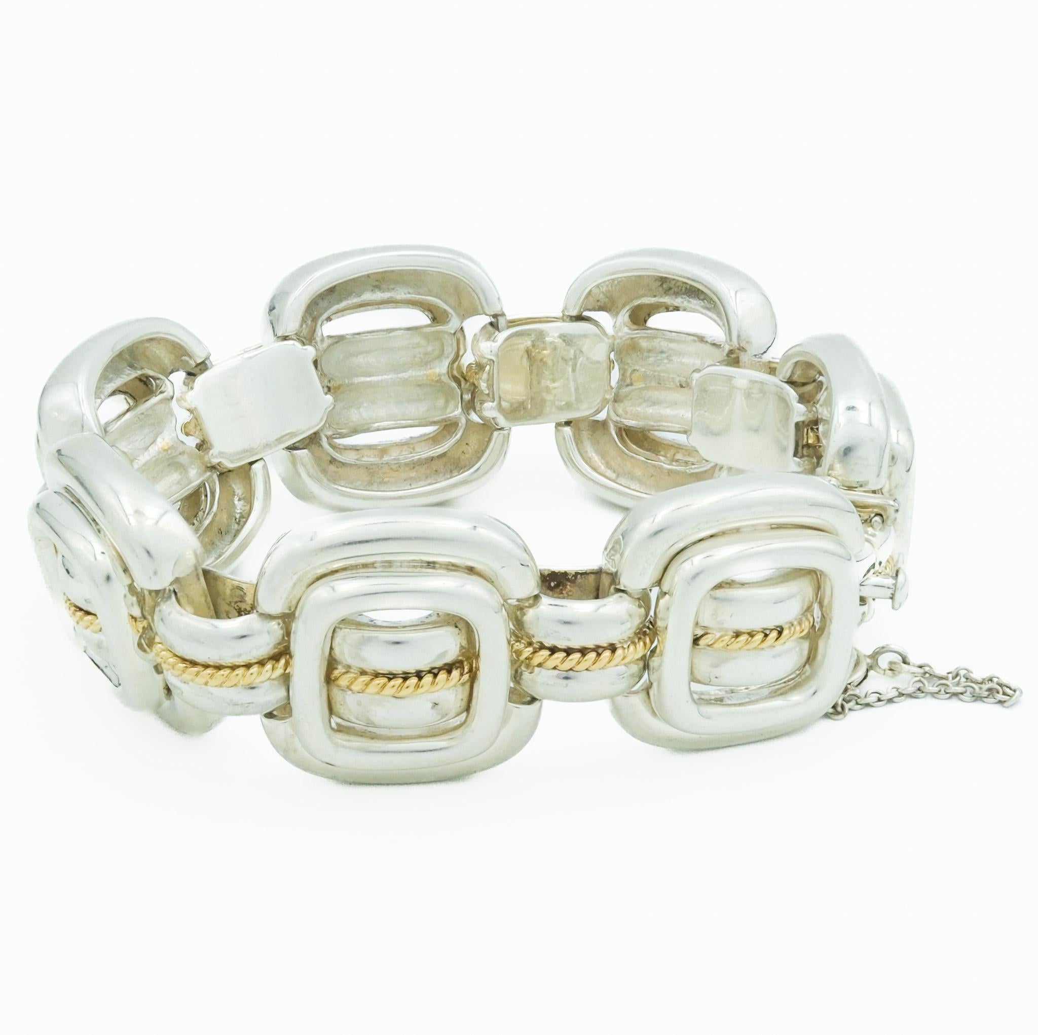 Tiffany & Co. Sterling Silver and 18 Karat Yellow Gold Bracelet In Good Condition For Sale In Fairfield, CT