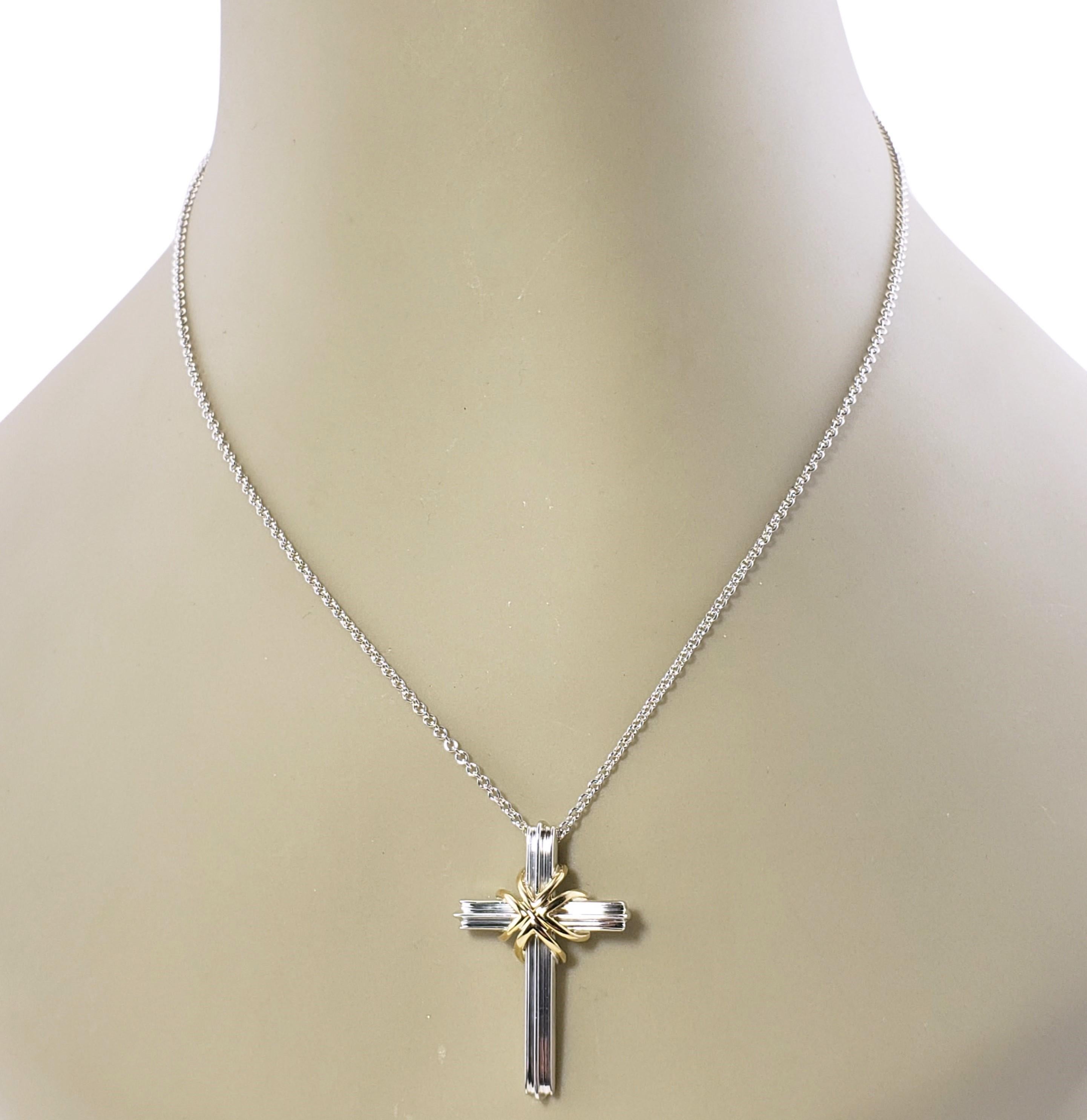 Tiffany & Co. Sterling Silver and 18 Karat Yellow Gold Cross Pendant Necklace 4