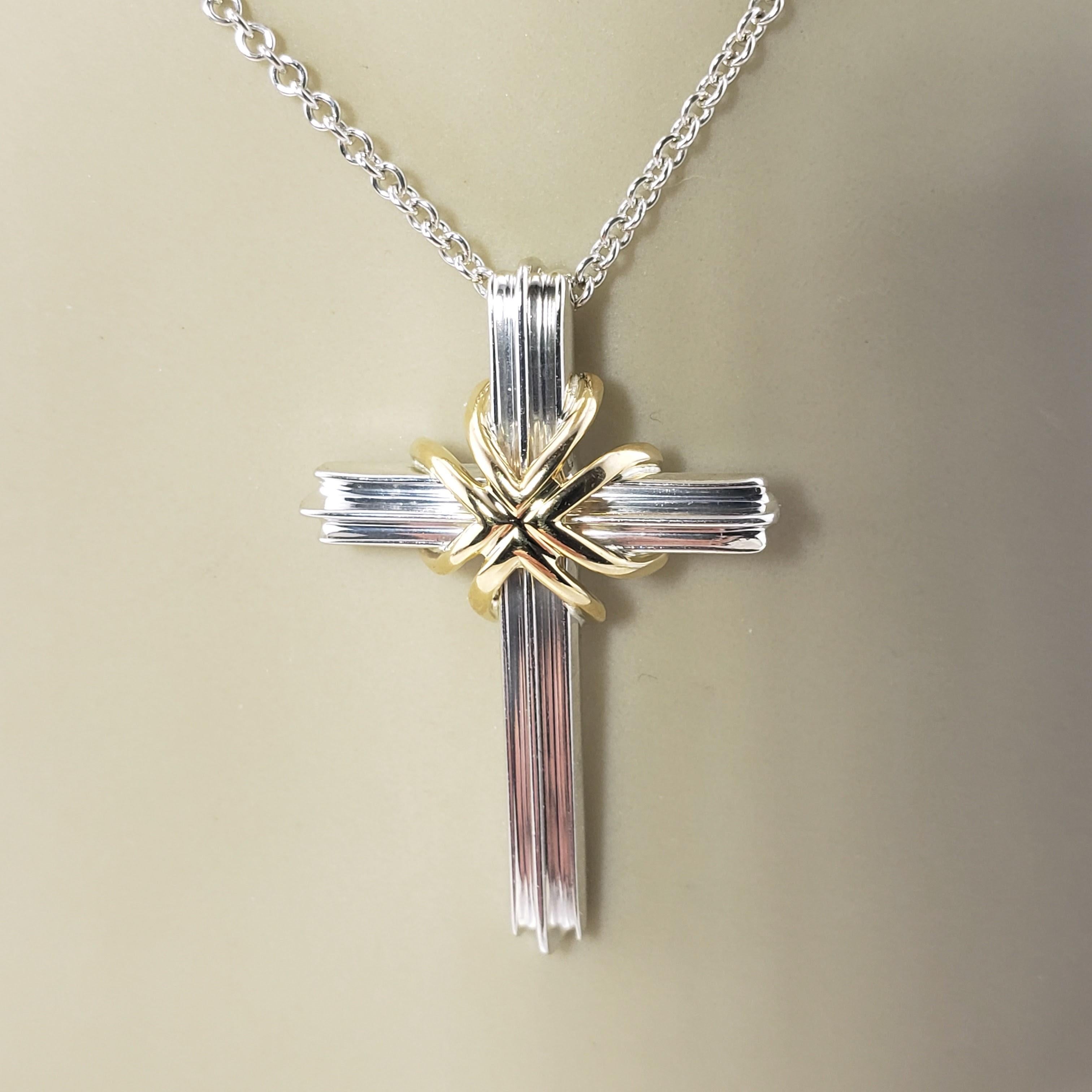 Tiffany & Co. Sterling Silver and 18 Karat Yellow Gold Cross Pendant Necklace 5