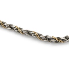 Tiffany & Co. Sterling Silver and 18 Karat Yellow Gold Rope Chain