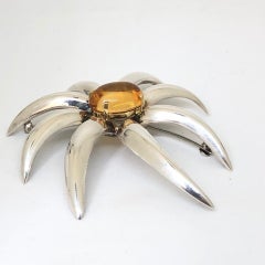 Tiffany & Co. Sterling Silver and 18 Karat Yellow Gold X Large Citrine Brooch