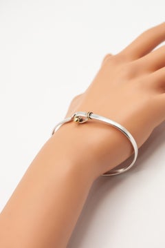 Tiffany & Co Sterling Silver and 18K Gold Hook Bangle Bracelet