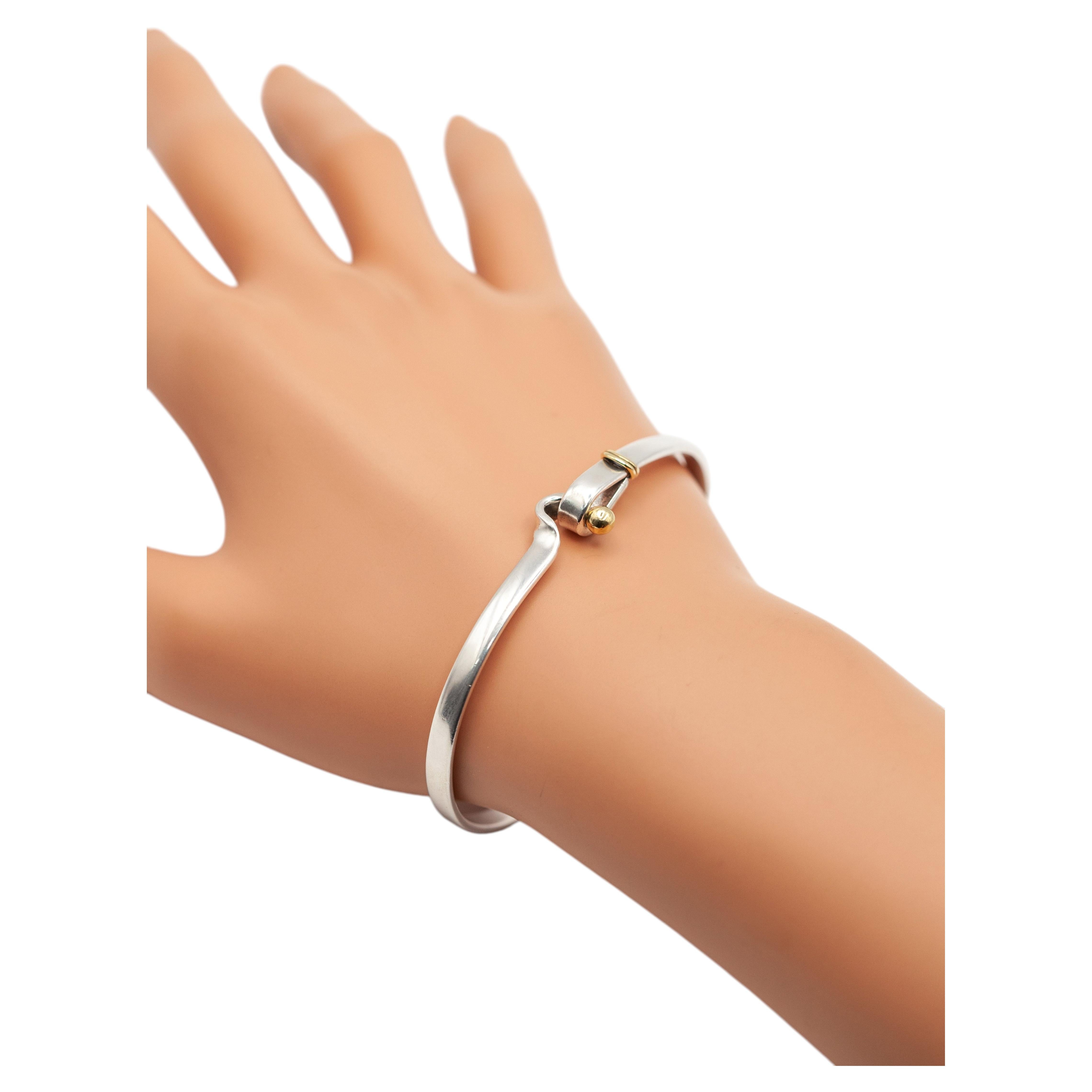 Tiffany & Co. Sterling Silver and 18K Gold Hook Bangle Bracelet For Sale