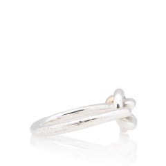 Tiffany & Co. Sterling Silver and 18k Hook and Eye Love Knot Ring - Size 4 1/4