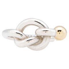 Tiffany & Co. Sterling Silver and 18k Hook and Eye Love Knot Ring - Size 4 1/4