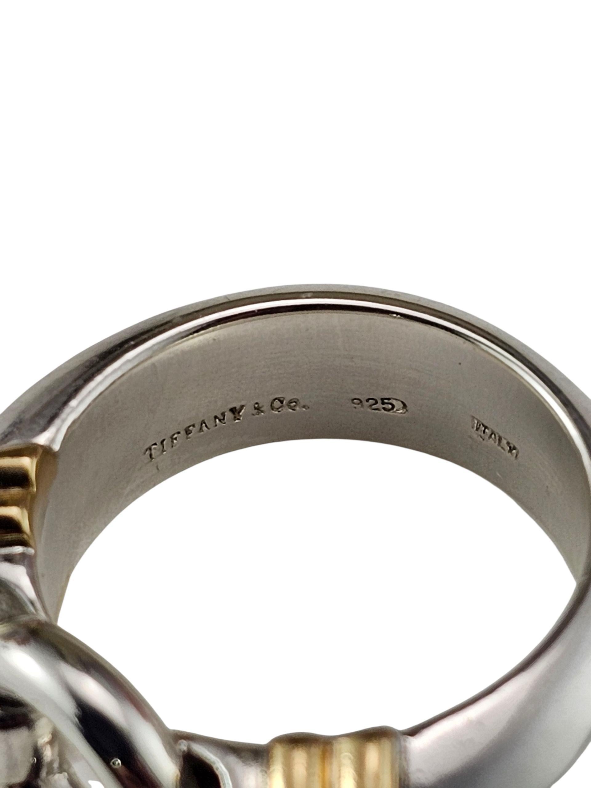 Donna Tiffany & Co. Anello con fibbia in argento e oro giallo 18 carati misura 5,75 #23873 in vendita