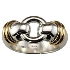 Tiffany & Co. Anillo con hebilla de plata de ley y oro amarillo de 18 quilates Tamaño 5,75 #23873