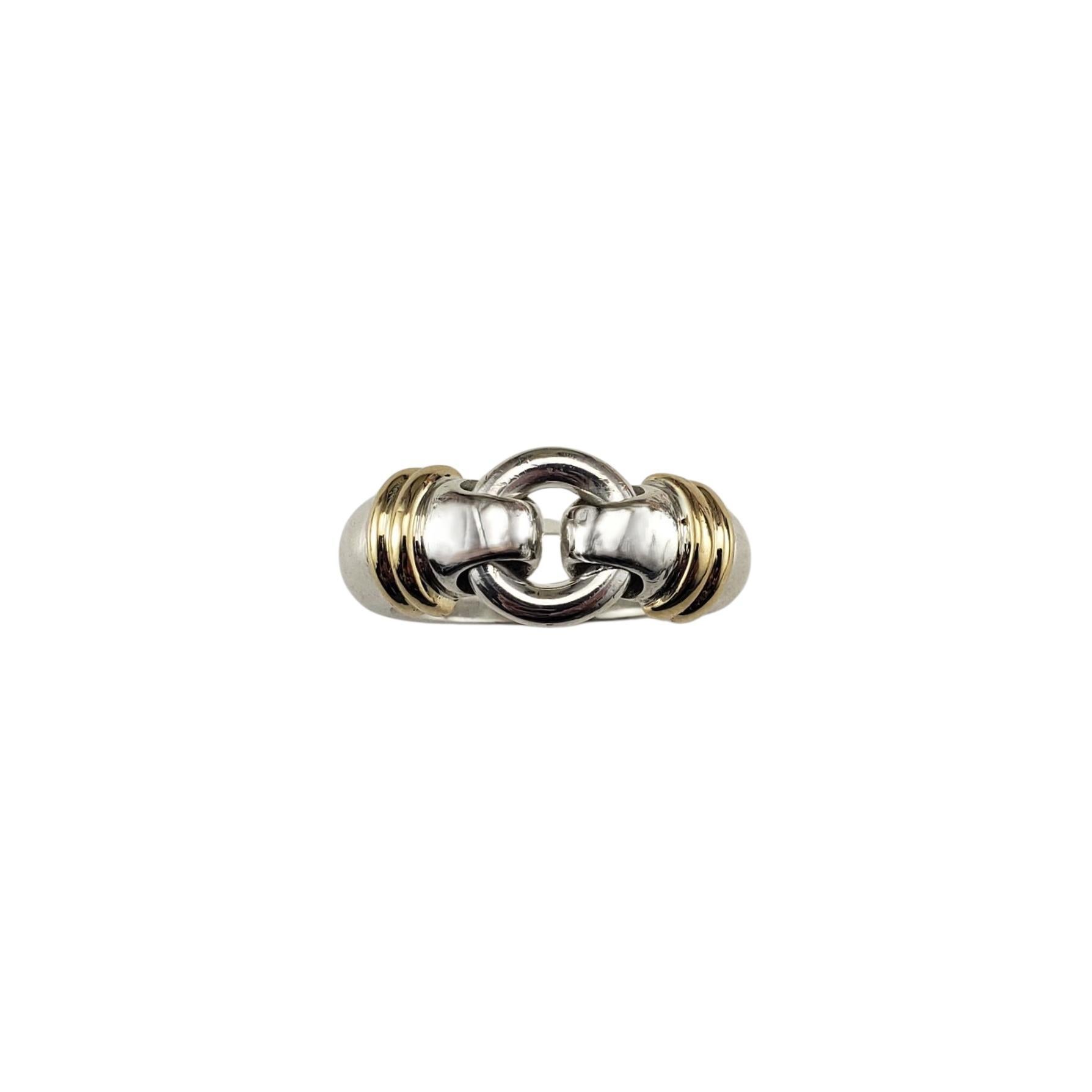 Tiffany & Co. Anello con fibbia in argento e oro giallo 18 carati misura 7,75 #22979