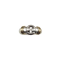 Tiffany & Co. Anillo con hebilla de plata de ley y oro amarillo de 18 quilates Tamaño 7,75 #22979