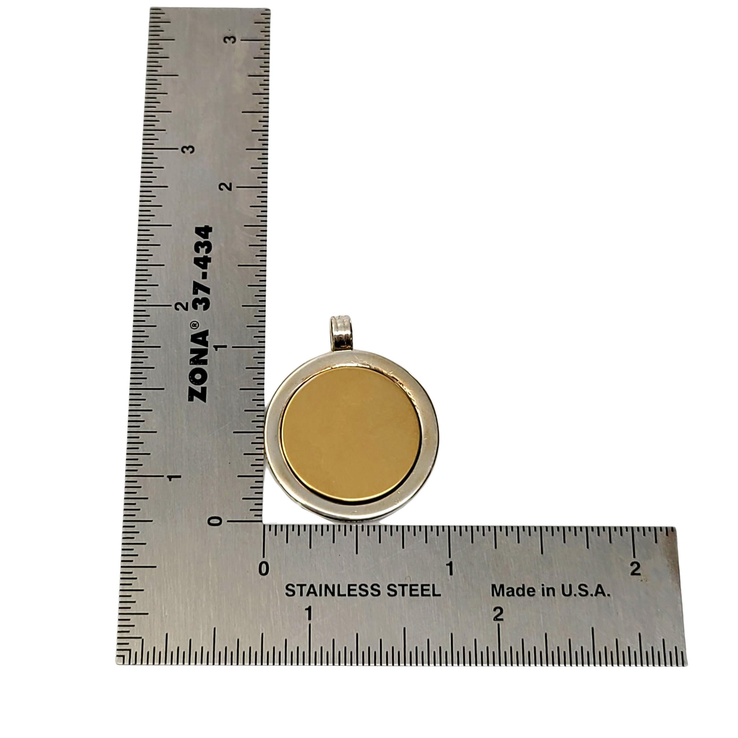 Tiffany & Co Sterling Silver and 18K Yellow Gold Disc Pendant In Good Condition In Washington Depot, CT