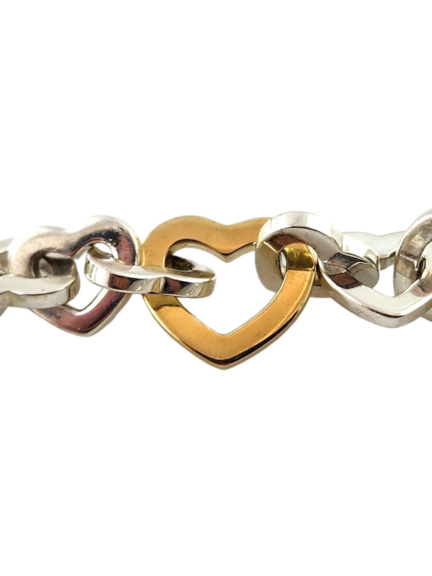 Women's Tiffany & Co Sterling Silver and 18K Yellow Gold Heart Link Bracelet #18290