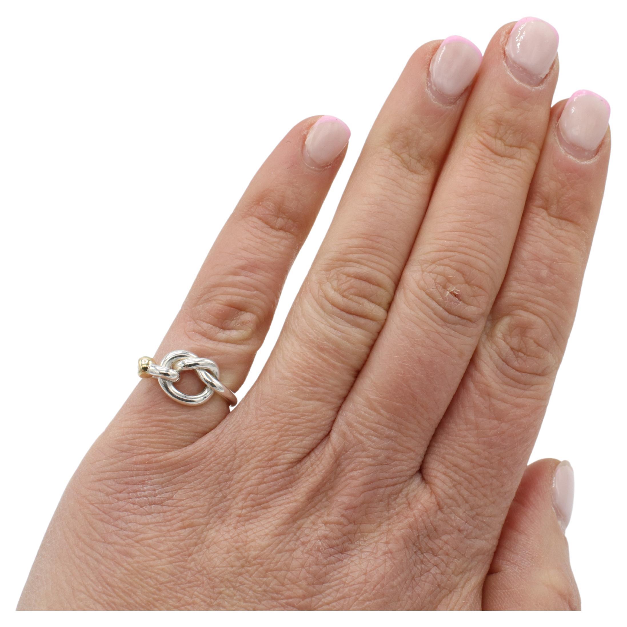 Tiffany & Co. Liebesknoten-Ring aus Sterlingsilber und 18 Karat Gelbgold Damen