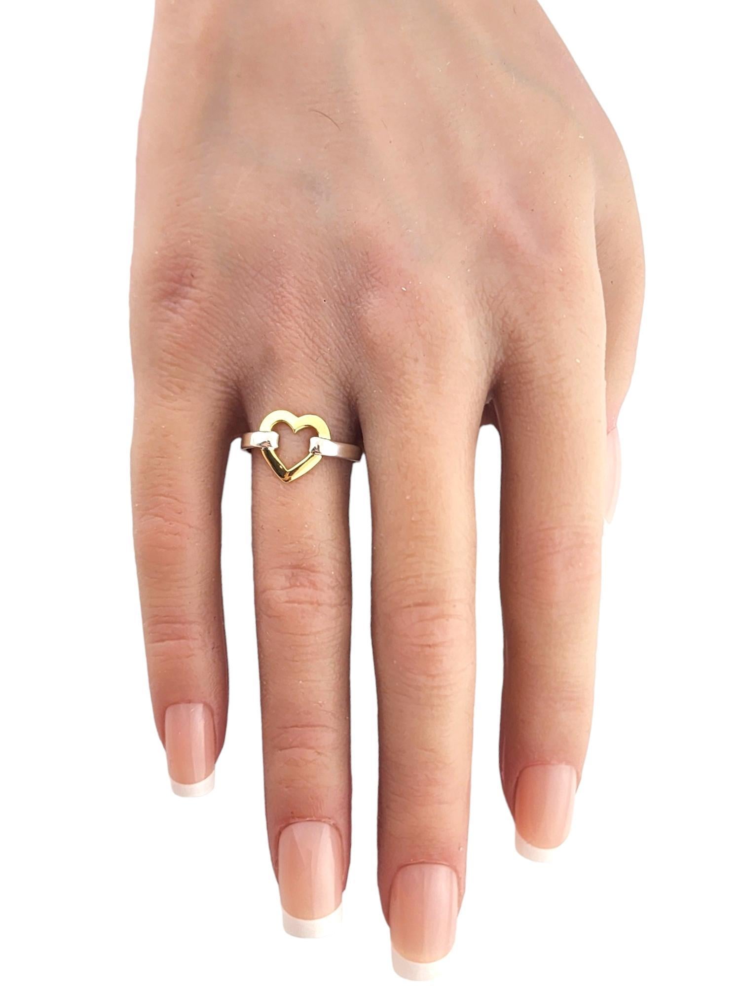 Women's Tiffany & Co Sterling Silver and 18K Yellow Gold Open Heart Ring Size 5.5 #18303