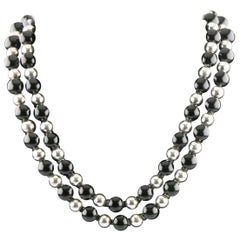 Tiffany & Co. Sterling Silver and Black Onyx Beaded Necklace