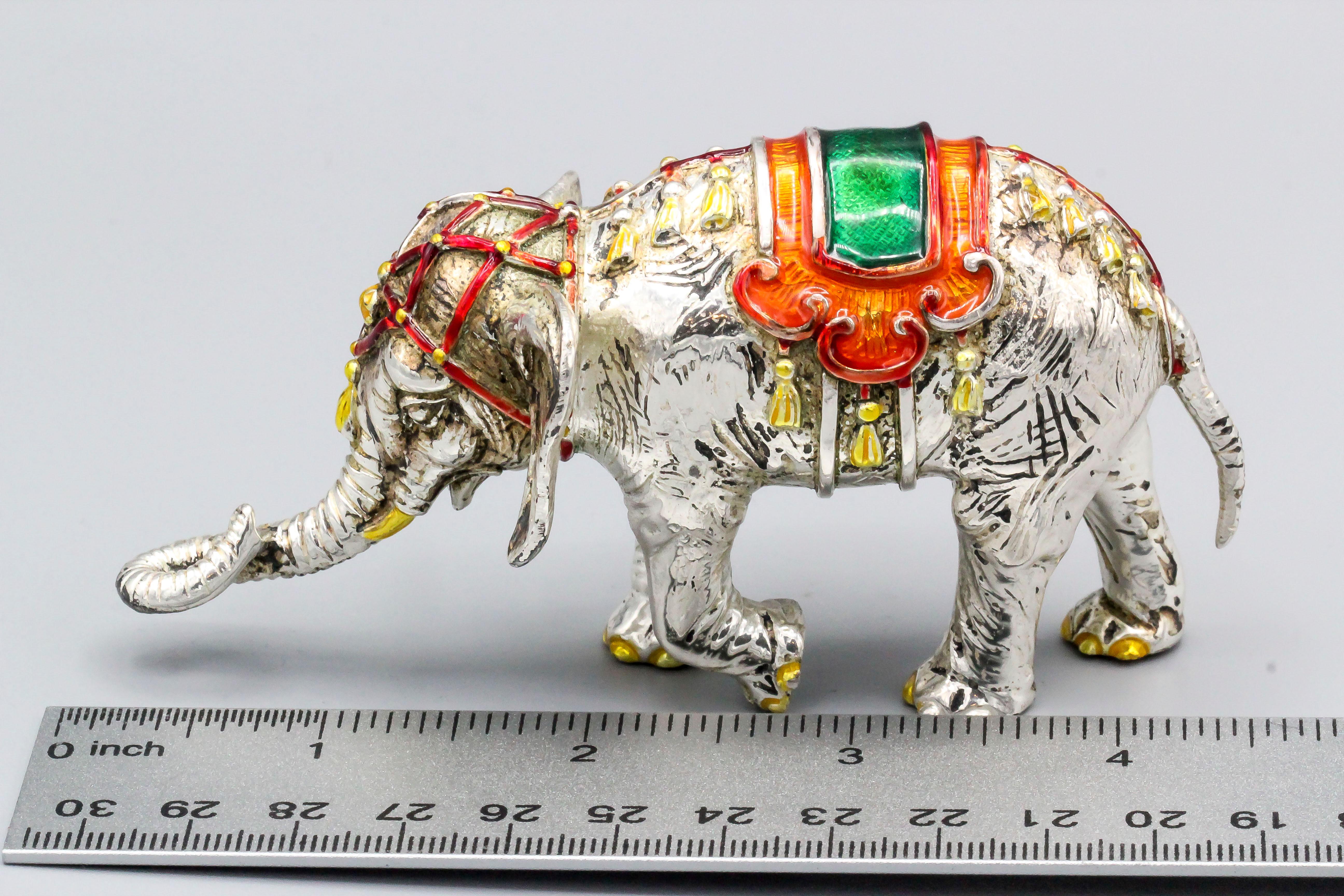 Tiffany & Co. Sterling Silver and Enamel Circus Elephant Figurine 1