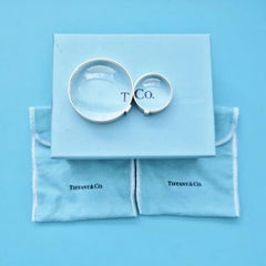 Tiffany & Co. Fermacarte con lente d'ingrandimento bombata in argento sterling e smalto, set da 2 pezzi