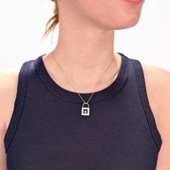 Tiffany & Co Sterling Silver and Enamel Star Padlock Necklace Pendant or Charm