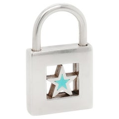 Tiffany & Co Sterling Silver and Enamel Star Padlock Necklace Pendant or Charm