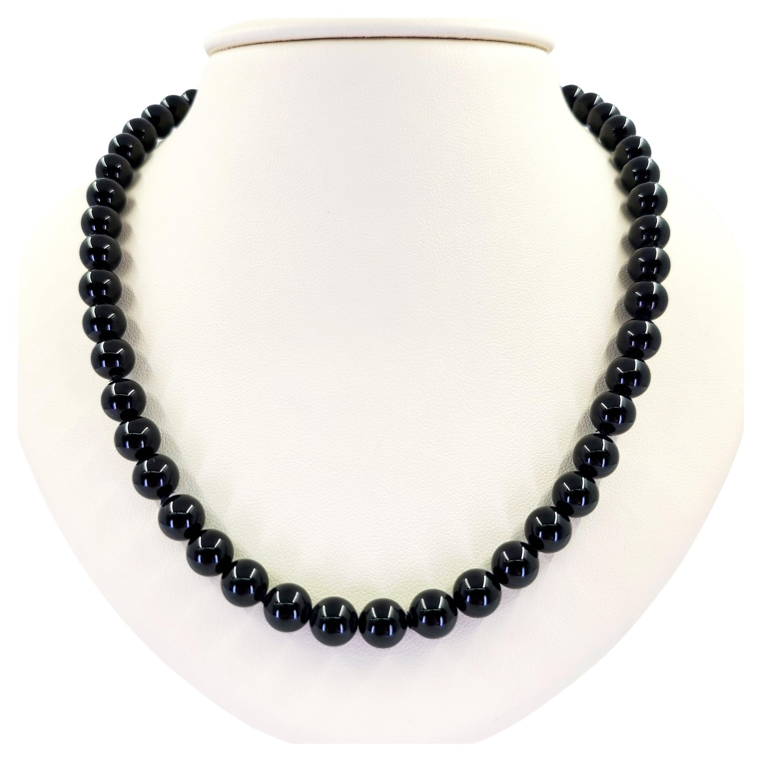 Tiffany & Co. Sterling Silver and Onyx Bead Necklace