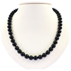 Used Tiffany & Co. Sterling Silver and Onyx Bead Necklace