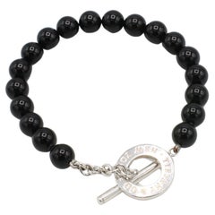 Tiffany & Co. Sterling Silver And Onyx Bead Toggle Bracelet