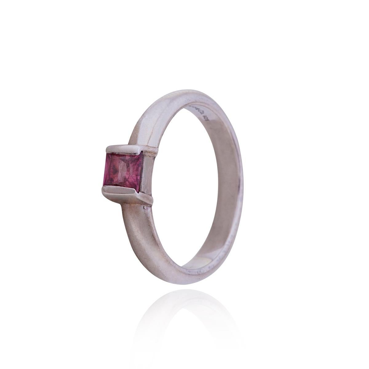 Tiffany & Co. sterling silver and pink sapphire stone ring, United States, 2004. The ring is stamped 