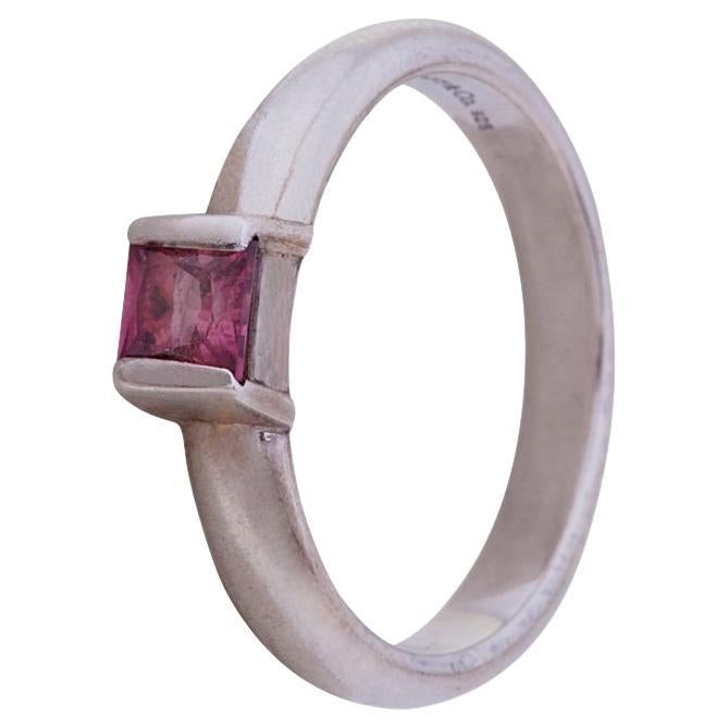 Tiffany & Co. Sterling Silver and Pink Sapphire Stone Ring, 2004