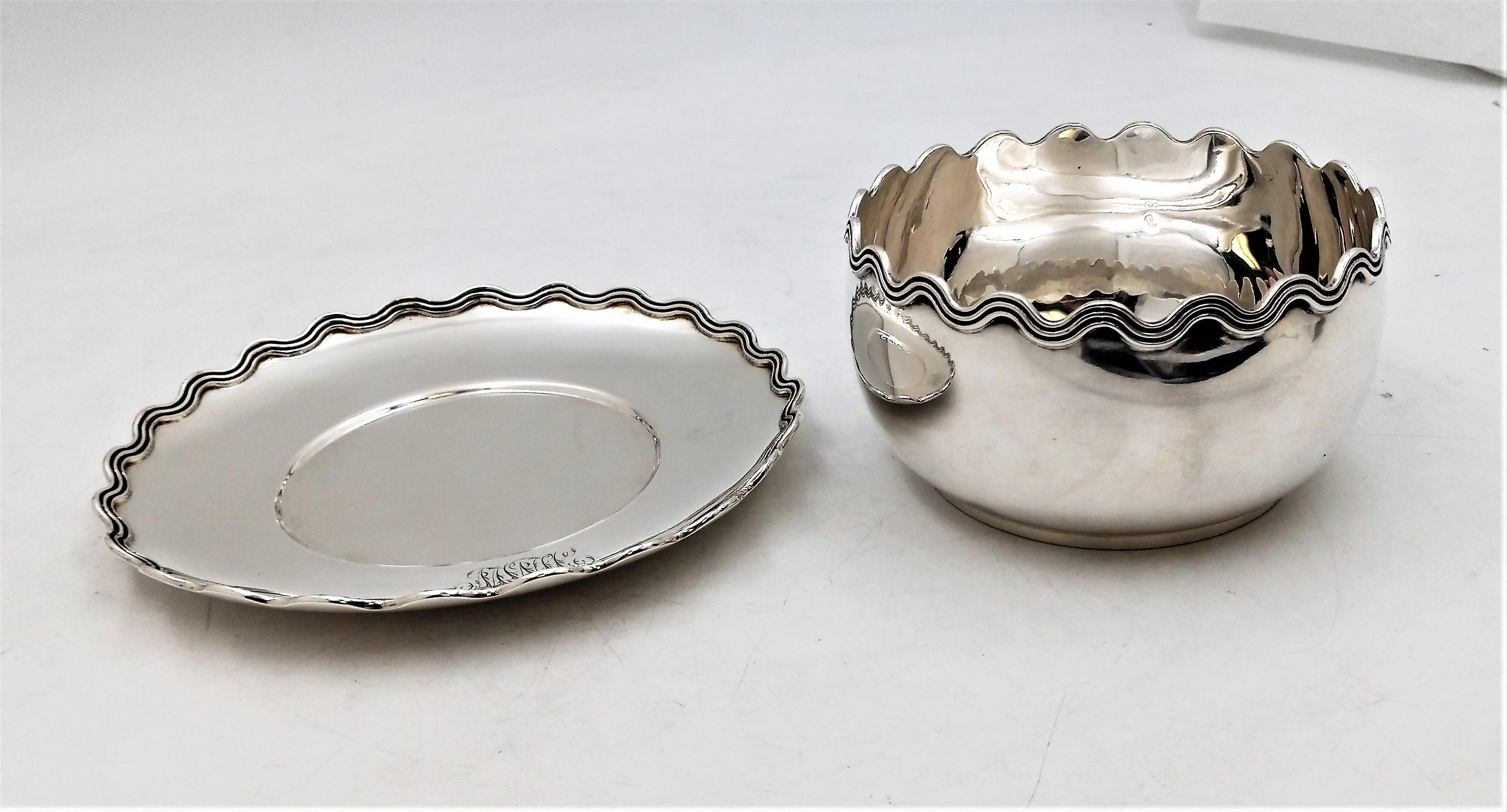 Tiffany & Co. sterling silver bowl & plate from 1875. These elegant pieces are early Art Deco designs from Edward C. Moore's work with the legendary maker. The bowl is 4 3/4