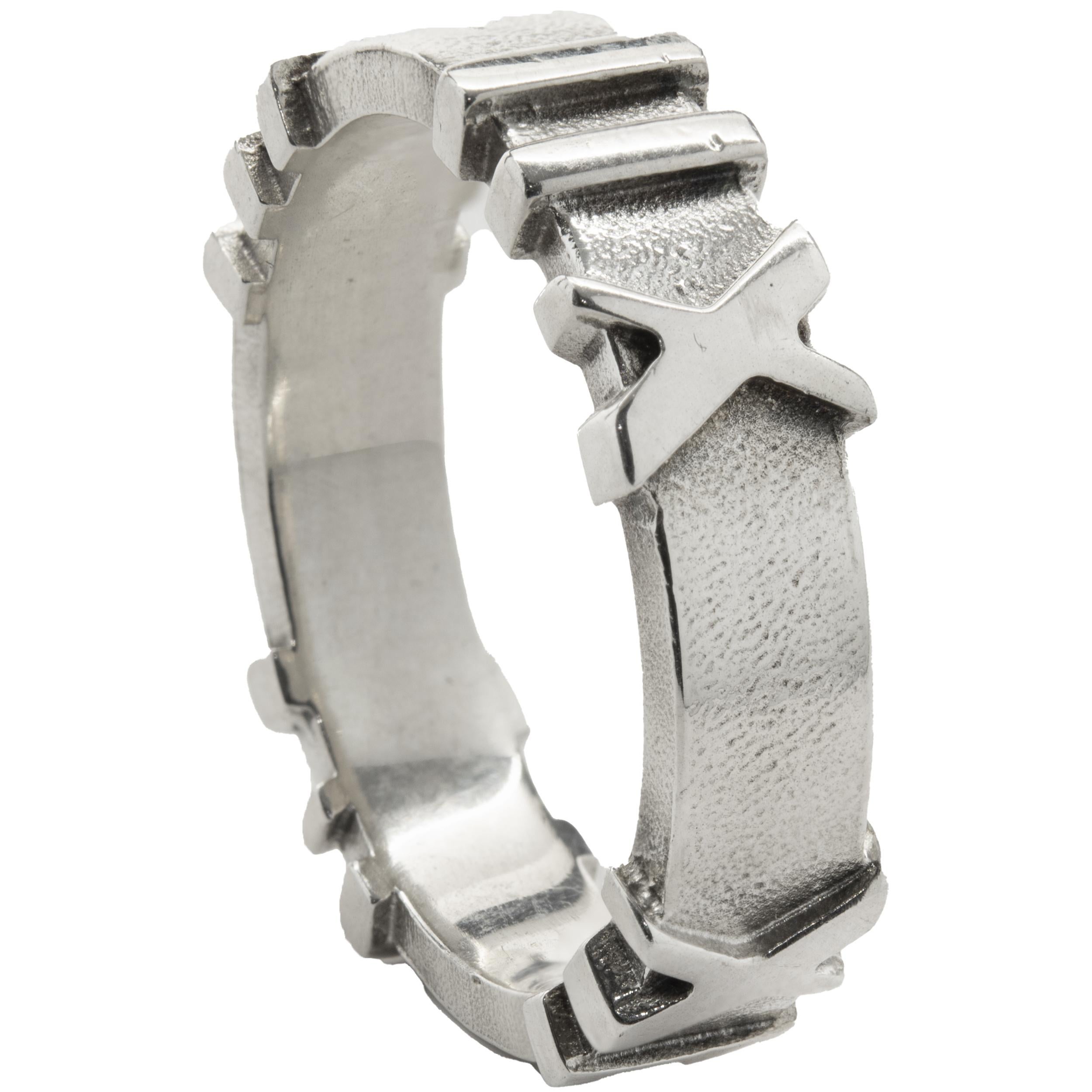 Designer: Tiffany & Co. 
Material: sterling silver
Dimensions: band measures 4.70mm wide
Size: 4.5
Weight: 3.38 grams