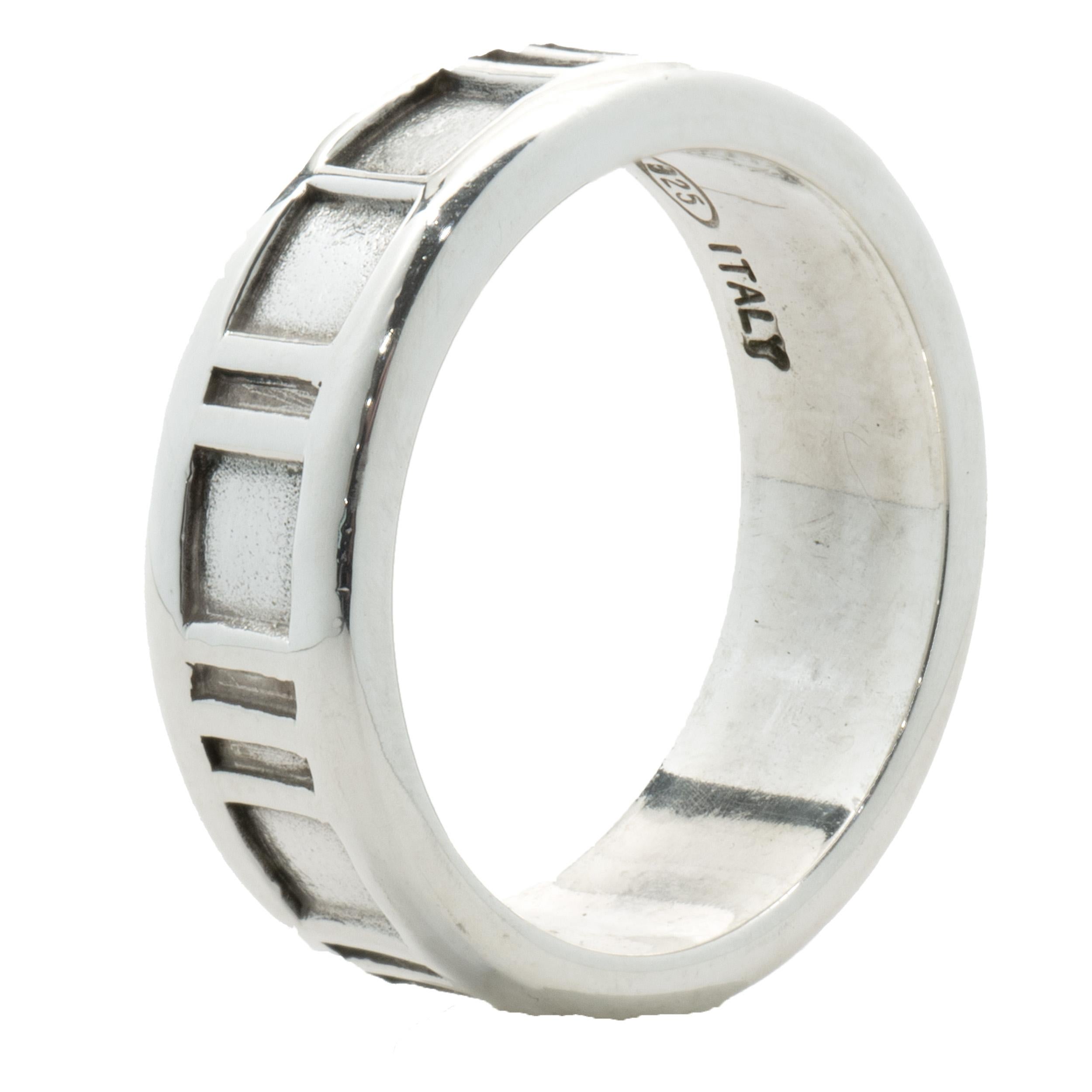 Designer: Tiffany & Co. 
Material: sterling silver
Dimensions: ring top measures 6.5mm
Weight: 6.53 grams
Size: 7