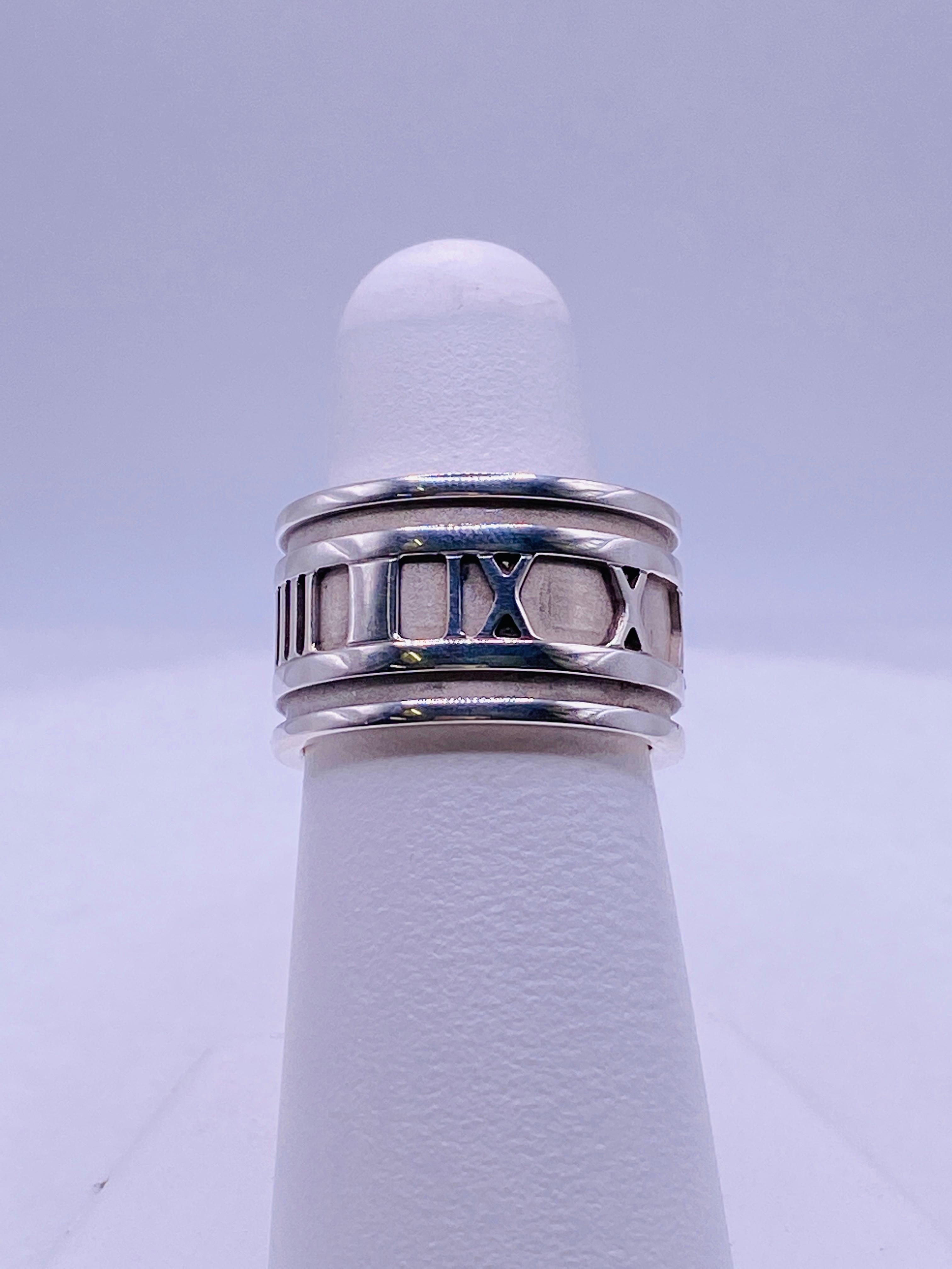 Tiffany & Co Sterling Silver Atlas Band Ring. Size 6 US