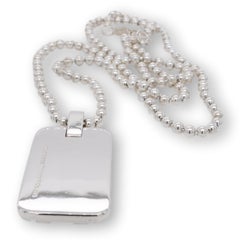 Tiffany & Co. Sterling Silver Atlas Dog Tag Mens Slide Pendant Necklace 20" Long