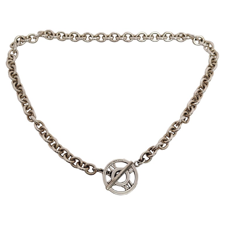 Tiffany and Co. Sterling Silver Atlas Rolo Link Chain Necklace For Sale