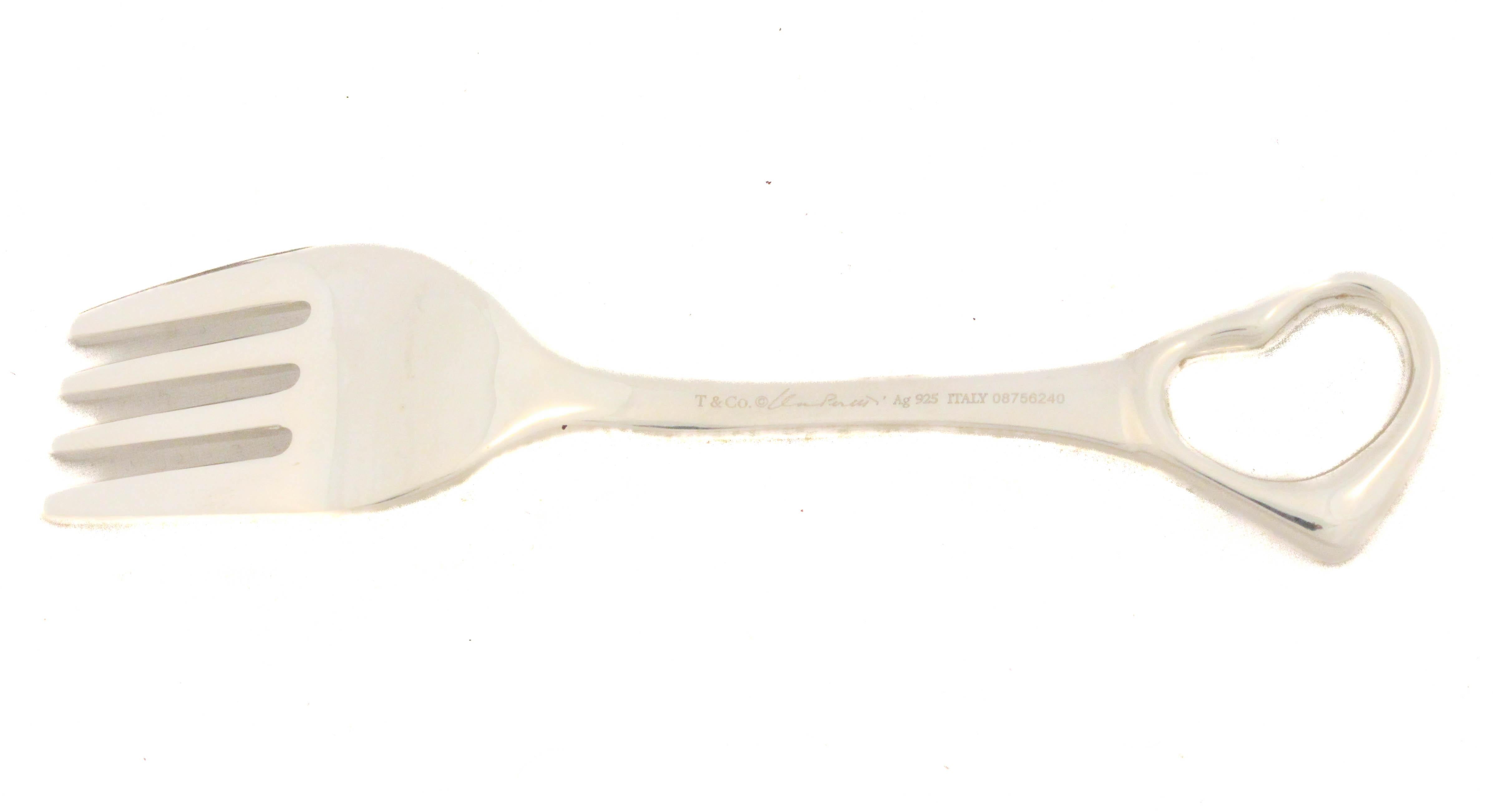 Mid-20th Century Tiffany & Co. Sterling Silver Baby Fork & Spoon Set in Original Box For Sale