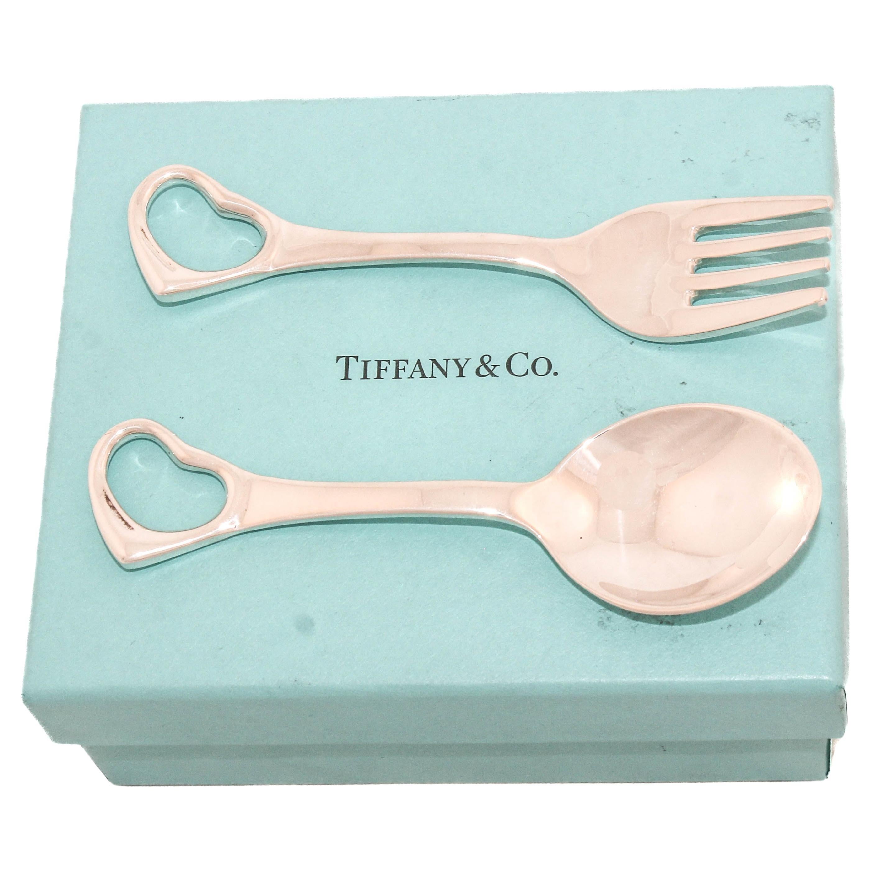 Tiffany & Co. Sterling Silver Baby Fork & Spoon Set in Original Box