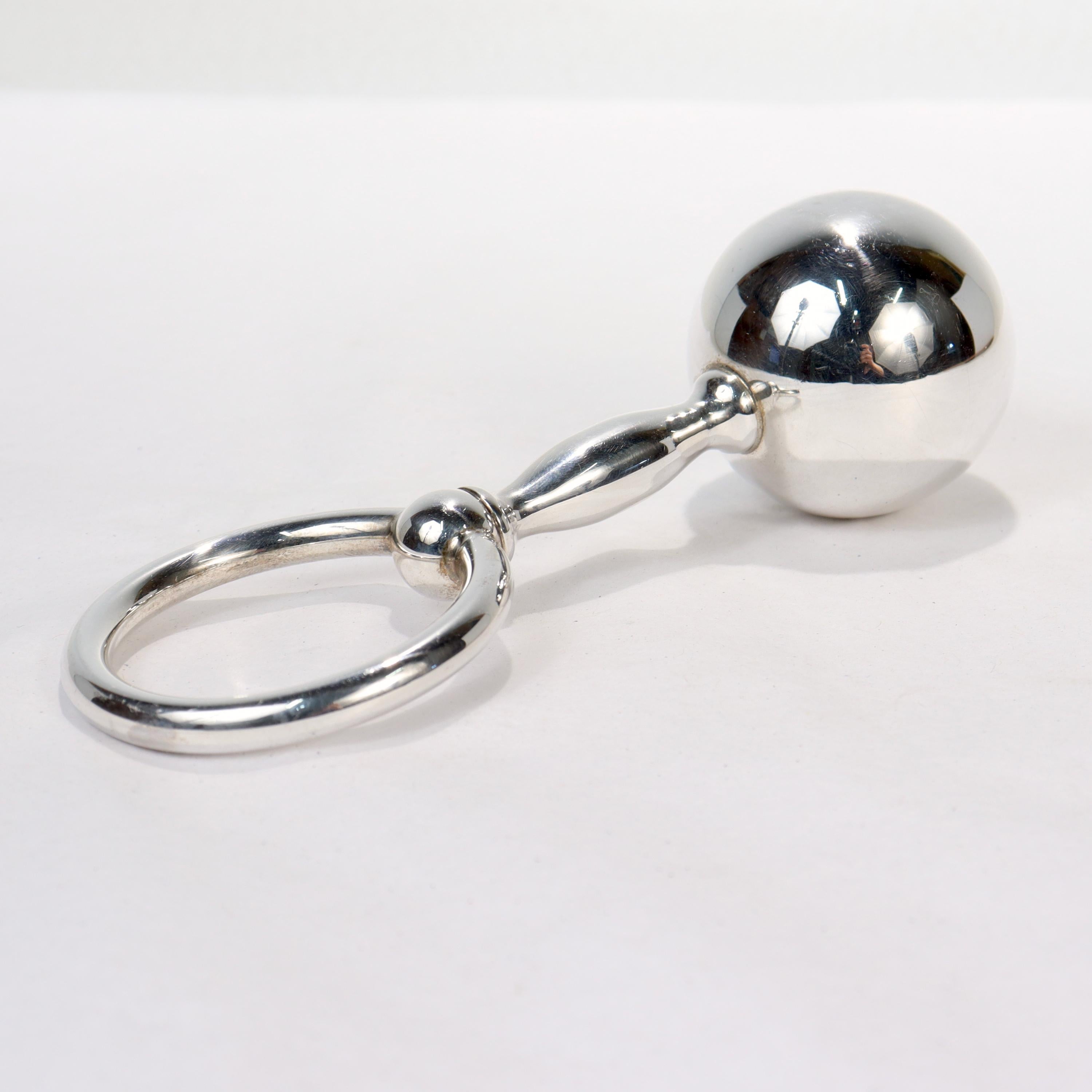 Modern Tiffany & Co. Sterling Silver Baby Rattle and Child's Teether