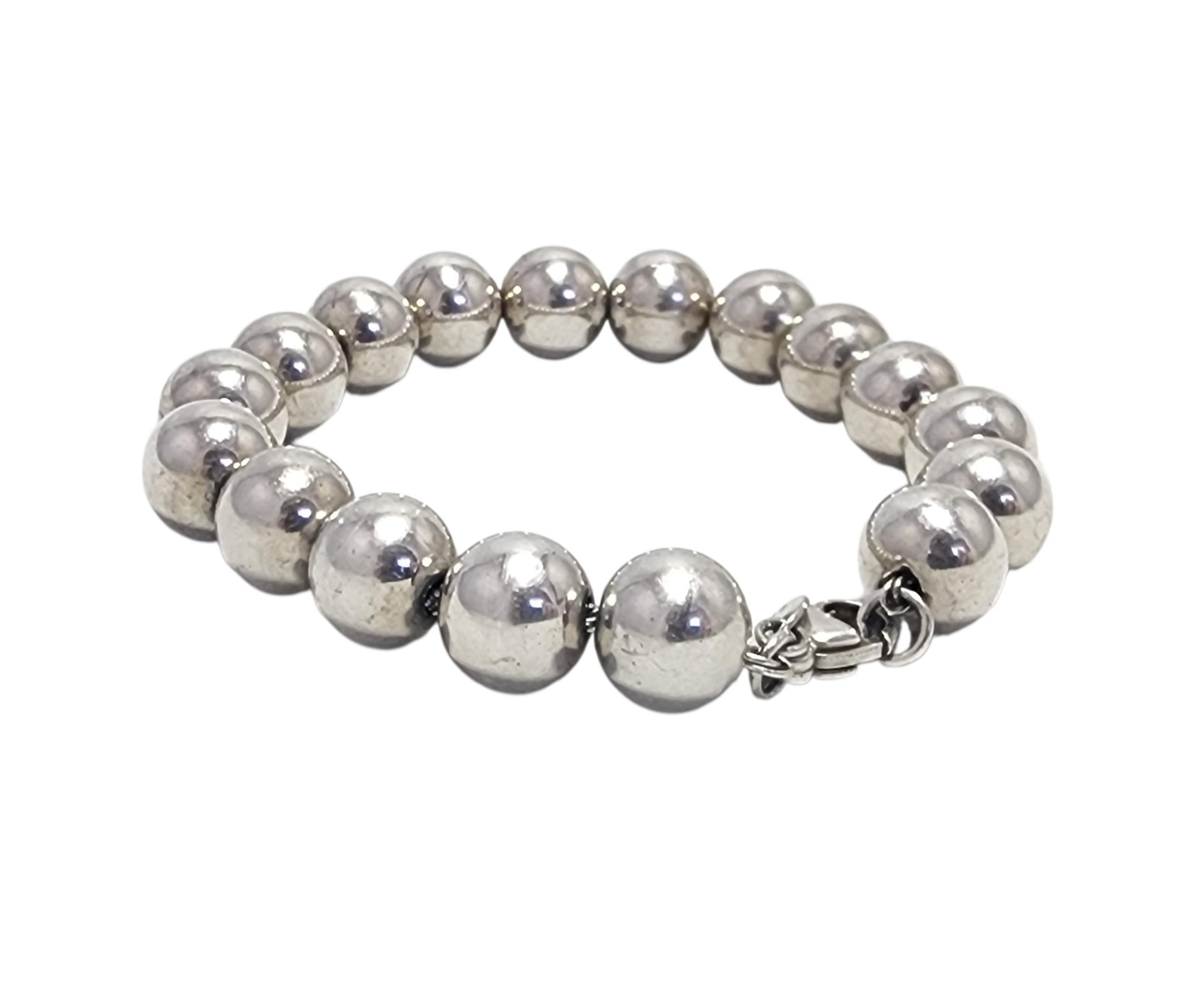 Tiffany & Co Sterling Silver Ball Bead Bracelet #23990 Contemporáneo en venta