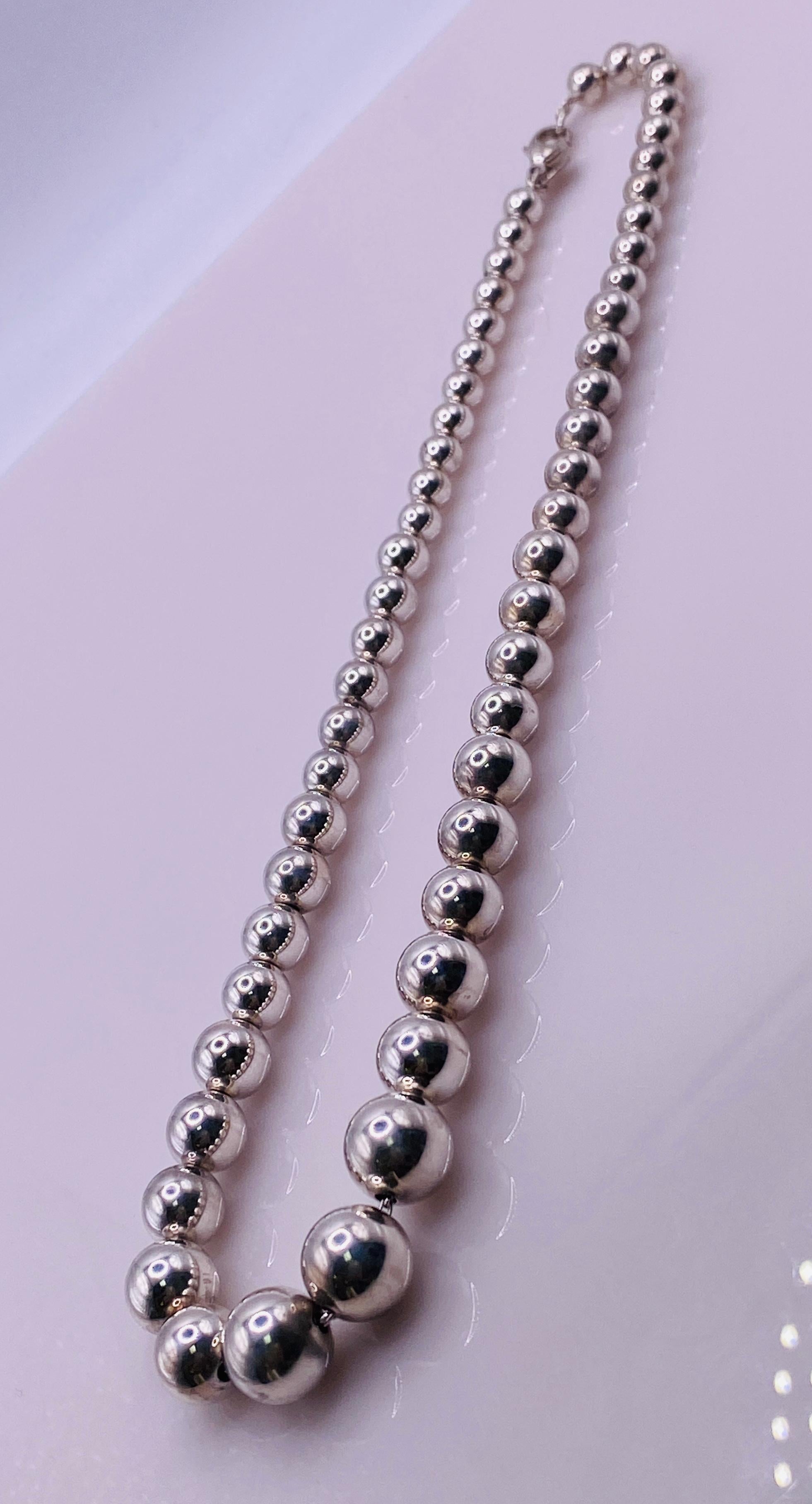 silver ball bead necklace