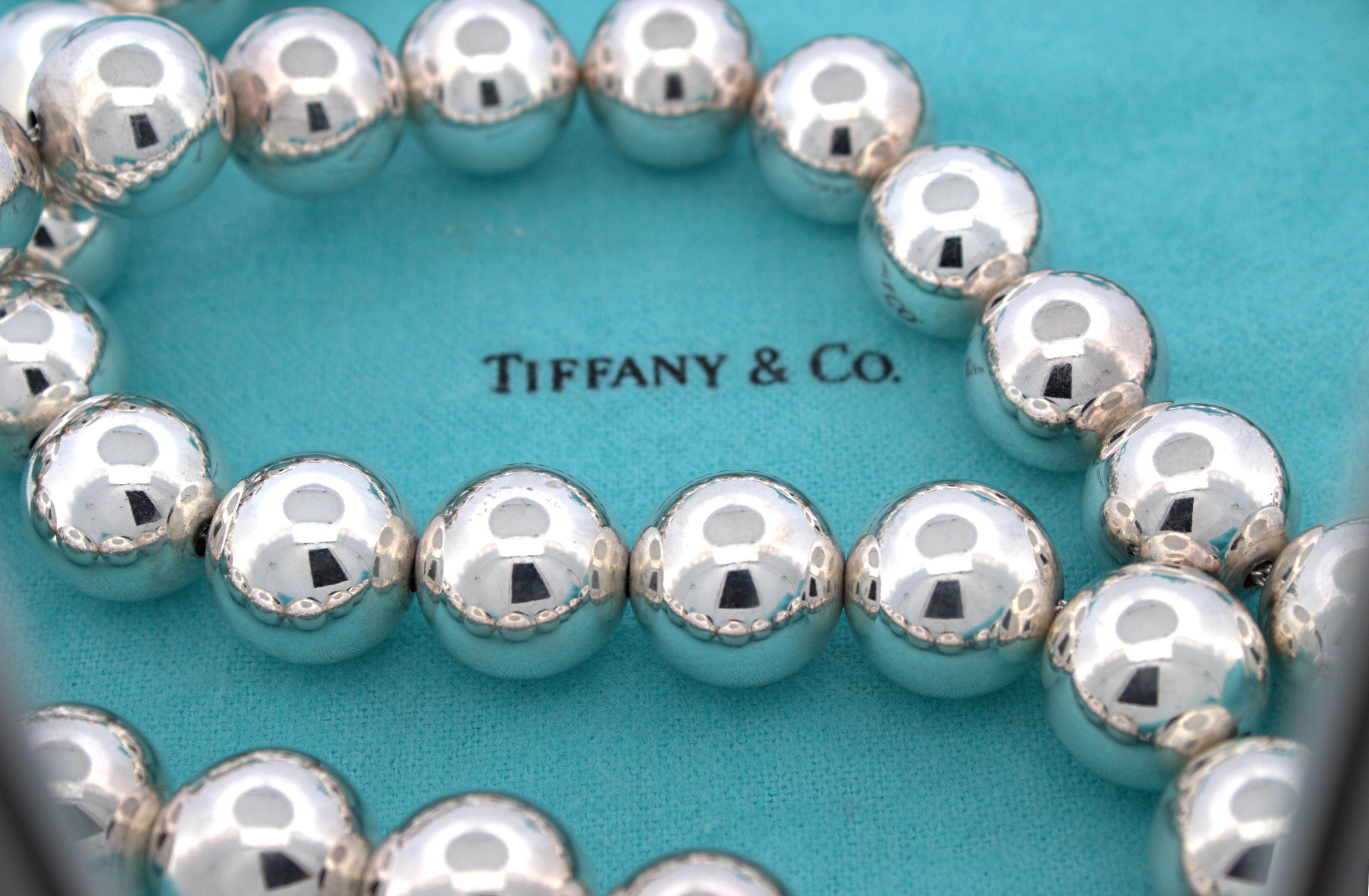 Artisan Tiffany & Co. Sterling Silver Ball Bead Necklace For Sale