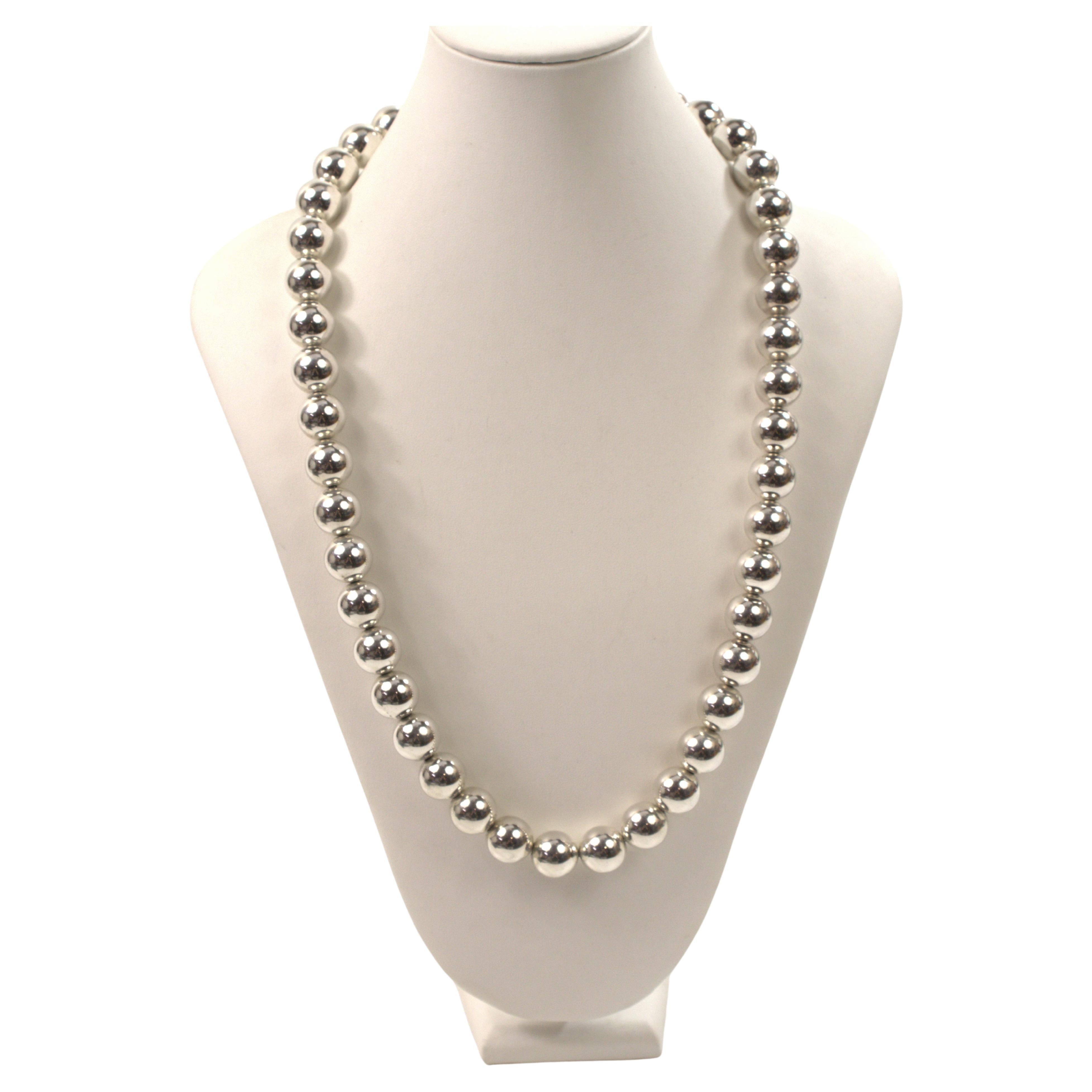 Tiffany & Co. Sterling Silver Ball Bead Necklace For Sale