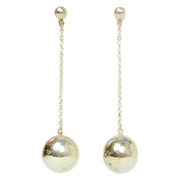 Tiffany and Co Sterling Silver Ball Drop Earrings For Sale at 1stDibs