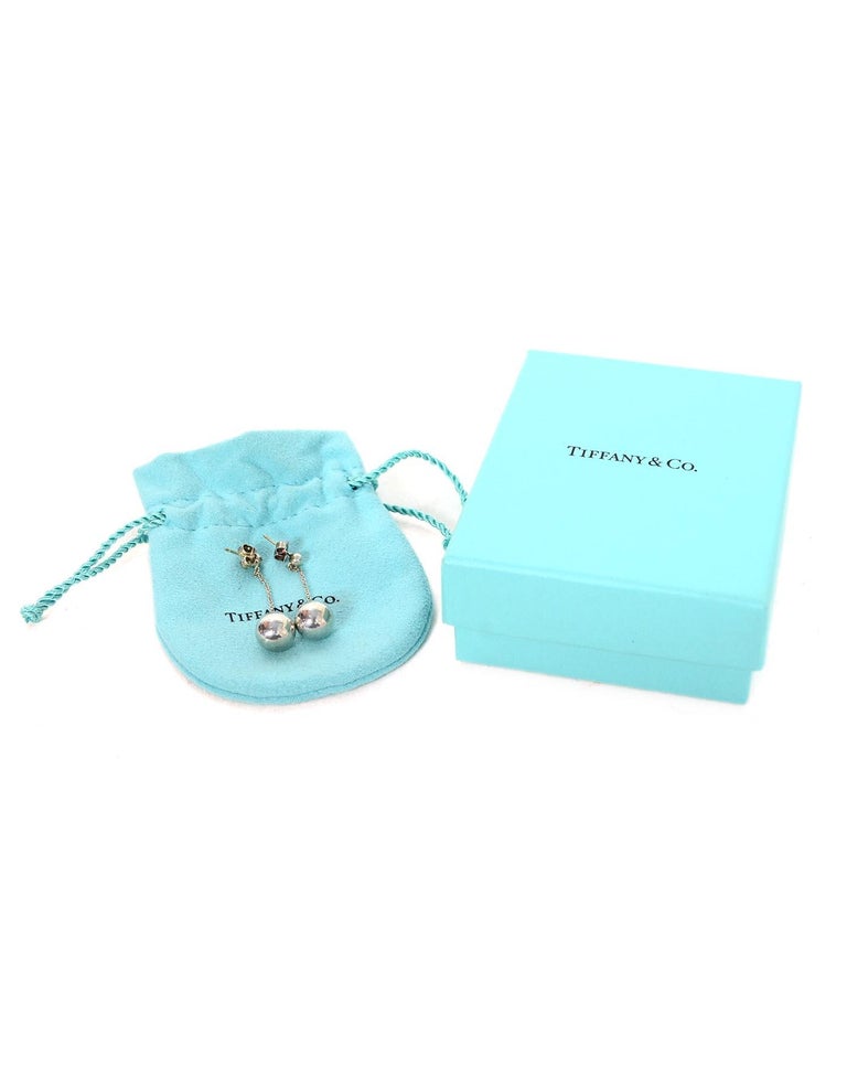 Tiffany and Co Sterling Silver Ball Drop Earrings W/ Box For Sale at 1stDibs tiffany ball drop